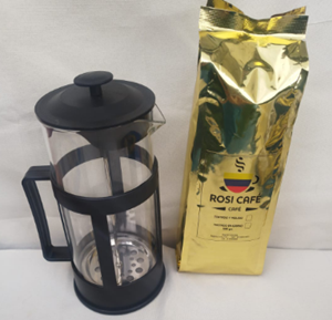 Kit Rosi Café, Cafetera Francesa 1.000 ml y Café Premium 500 Grs