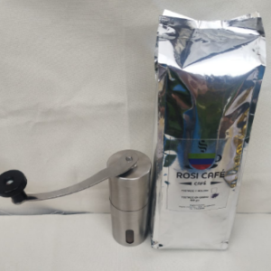 Kit Rosi Café Molino Manual Acero Inoxidable y Café Tradicional En Grano De 500 Grs